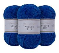 Utopia Crafts Velvet Lux Lot de 3 pelotes de fil chenille super doux pour tricot et crochet, 100 g (bleu marine)