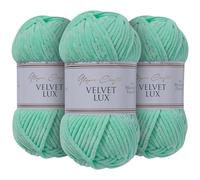 Utopia Crafts Velvet Lux Lot de 3 pelotes de fil chenille super doux pour tricot et crochet, 100 g (bleu sarcelle pâle)
