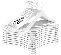 Utopia Home - 20 Paquets de cintres en Bois avec Barre de Pantalon et rainures pour Les épaules, Design Robuste et Mince pour Les Manteaux, Costumes, Pantalons et Vestes, Blanc