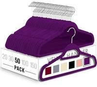 Utopia Home Cintres en Velours - Antidérapants, durables avec Barre à Cravate - Cintres Peu encombrants pour Chemises, Vestes et Robes (Violet, Lot de 50)