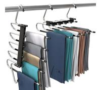 Utopia Home Lot de 2 cintres pour pantalons peu encombrants, organiseurs de placard pour vêtements, écharpes, pantalons et jupes avec crochet en acier inoxydable de type S, design antidérapant (Noir)