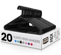 Utopia Home Lot de 20 cintres en Plastique avec Crochets - Cintres pour Jupes - Durable et Peu encombrant - Cintres Noirs Robustes pour Manteaux, Jupes, Pantalons, Robes, etc.