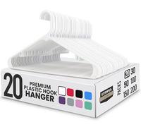 Utopia Home Lot de 20 cintres en Plastique avec Crochets - Durable et Peu encombrant (Blanc)