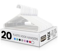 Utopia Home Lot de 20 cintres en plastique avec crochets - Durable et peu encombrant (blanc)