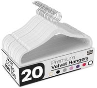 Utopia Home Lot de 20 cintres en velours pour adultes - Cintres antidérapants en velours de qualité supérieure - Crochet pivotant à 360 ° - Blanc