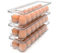 Utopia Home Lot de 3 boîtes à œufs pour réfrigérateur avec couvercle et poignée, support à œufs pour réfrigérateur, rangement d'œufs et plateau à œufs