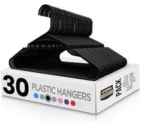 Utopia Home Lot de 30 cintres en plastique noirs peu encombrants et durables, avec rainures au niveau des épaules