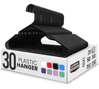 Utopia Home Lot de 30 cintres en Plastique Peu encombrants et durables avec rainures au Niveau des épaules (Noir)