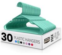 Utopia Home Lot de 30 cintres en Plastique Peu encombrants et durables avec rainures au Niveau des épaules (Turquoise)