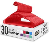 Utopia Home Lot de 30 cintres en Plastique Peu encombrants et durables avec rainures au Niveau des épaules (Rouge)