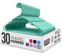 Utopia Home Lot de 30 cintres en Plastique Turquoise Peu encombrants, durables et Solides, organisateurs de placards Parfaits avec rainures au Niveau des épaules