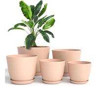 Utopia Home Lot de 5 Pots de Fleurs 18/17/15/13/12 cm Plantpot avec Soucoupe pour la Cuisine, Le Balcon, Les Plantes de Jardin, Les Pots de Fleurs de pépinière pour l'intérieur Rose.