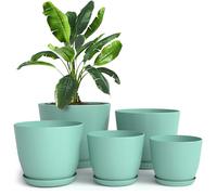 Utopia Home Lot de 5 Pots de Fleurs avec Drainage - 2,2/16,6/15,3/12,9 cm - Décoration d'intérieur - Pots de Fleurs en Plastique pour Cactus et Plantes Grasses - Aqua