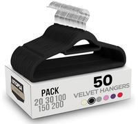 Utopia Home Lot de 50 cintres antidérapants de qualité supérieure - en Velours résistant - avec Porte-Cravates - Solides et Peu encombrants - pour Chemises, Vestes, Robes - Noir