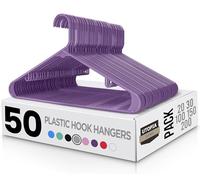 Utopia Home Lot de 50 cintres en Plastique avec Crochets - Cintres durables et Peu encombrants - Cintres Violets Robustes - Cintres pour Jupes
