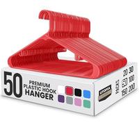 Utopia Home Lot de 50 cintres en Plastique avec Crochets - Durable et Peu encombrant (Rouge)