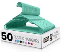 Utopia Home Lot de 50 cintres en Plastique Peu encombrants et durables avec rainures au Niveau des épaules (Turquoise)