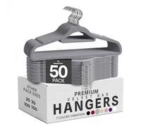 Utopia Home Lot de 50 cintres en Velours de qualité supérieure - Cintres antidérapants avec Barre à Cravate - Cintres Gris - Cintres Standard avec Crochet Rotatif à 360 degrés - Cintres Robustes