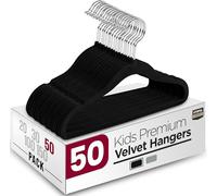 Utopia Home Lot de 50 cintres en Velours pour Enfants - Cintres durables de 28 cm pour Placard - Cintres Parfaits pour Un Usage Quotidien - Noir