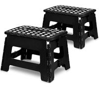 Utopia Home Tabouret Pliant 23 cm, Surface antidérapante Portable pour Enfants et Adultes, Pliable Robuste avec poignée de Transport, capacité de Charge de 136 kg, Paquet de 2, Noir