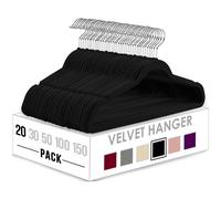 Utopia Home Velvet Hangers 20 Pack - Clinces vtements antidrapantes - cintres noirs - cintres de costume avec crochet rotatif 360 degrs -