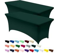 Utopia Kitchen - Lot de 2 nappes rectangulaires en élasthanne, ajustées, lavables, infroissables et extensibles - pour table de patio, mariage, fêtes - 183 x 76 x 76 cm (L x l x H) (1,8 m, vert