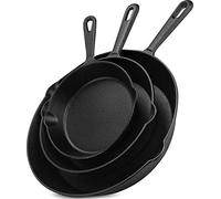 Utopia Kitchen Lot de 3 poêles à Frire en Fonte pré-assaisonnées - 15,2 cm, 20,3 cm et 25,4 cm