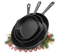 Utopia Kitchen Lot de 3 poêles à Frire en Fonte pré-assaisonnées - 15,2 cm, 20,3 cm et 25,4 cm