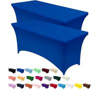 Utopia Kitchen Nappe de Table Extensible [4 Pieds, 122 cm] Couverture de Table en Polyester et Spandex - Lavable en Machine et Infroissable (Lot de 2, Bleu)