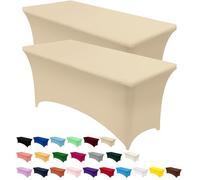 Utopia Kitchen Nappe de Table Extensible [4 Pieds, 122 cm] Couverture de Table en Polyester et Spandex - Lavable en Machine et Infroissable (Lot de 2, Champagne)