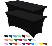 Utopia Kitchen Nappe de Table Extensible [5 Pieds, 152 cm] Couverture de Table en Polyester et Spandex - Lavable en Machine et Infroissable (Lot de 2, Noir)