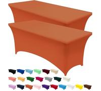 Utopia Kitchen Nappe de Table Extensible [6 Pieds, 183 cm] Couverture de Table en Polyester et Spandex - Lavable en Machine et Infroissable (Lot de 2, Orange)