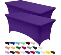 Utopia Kitchen Nappe de Table Extensible [6 Pieds, 183 cm] Couverture de Table en Polyester et Spandex - Lavable en Machine et Infroissable (Lot de 2, Violet)