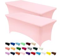 Utopia Kitchen Nappe de Table Extensible [6 Pieds, 183 cm] Couverture de Table en Polyester et Spandex - Lavable en Machine et Infroissable (Lot de 2, Rose)