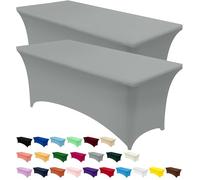 Utopia Kitchen Nappe de Table Extensible [6 Pieds, 183 cm] Couverture de Table en Polyester et Spandex - Lavable en Machine et Infroissable (Lot de 2, Gris)