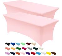 Utopia Kitchen Nappe de Table Extensible [8 Pieds, 244 cm] Couverture de Table en Polyester et Spandex - Lavable en Machine et Infroissable (Lot de 2, Rose)