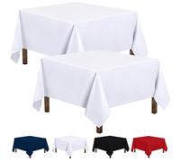 Utopia Kitchen Nappe Rectangulaire - 137x137 cm (Lot de 2, Blanc) Lavable en Machine Housse de Table, Idéal pour Les Fêtes, Les événements, Les Mariages et Les Restaurants