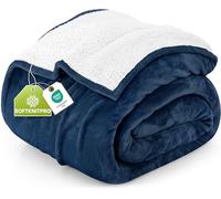 Utopia Literie Couverture Sherpa [Marine, 228x228 cm] - 480GSM Couverture réversible en Polaire épaisse et Chaude pour lit, canapé, Camping et Voyage
