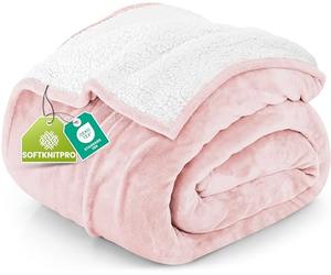Utopia Literie Couverture Sherpa [Rose, 259x228 cm] - 480GSM Couverture réversible en Polaire épaisse et Chaude pour lit, canapé, Camping et Voyage