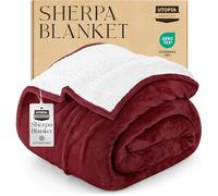 Utopia Literie Couverture Sherpa [Rouge, 259x228 cm] - 480GSM Couverture réversible en Polaire épaisse et Chaude pour lit, canapé, Camping et Voyage