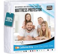 Utopia literie hypoallergénique Alèse 100% étanche, Polyester & Polyester mélangé, Blanc, California King