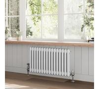 Utopia Radiateur horizontal traditionnel à 2 panneaux double colonne Chauffage central pour salon, couloir, salle de bain, cuisine - 400 mm x 785 mm - Blanc
