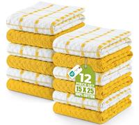 Utopia Towels - 12 Torchons de Cuisine - Serviettes de Cuisine 100% Coton - Lavable en Machine (38 x 64 cm) (Jaune et Blanc)