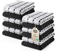 Utopia Towels - 12 Torchons de Cuisine - Serviettes de Cuisine 100% Coton - Lavable en Machine (38 x 64 cm) (Noir et Blanc)