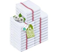 Utopia Towels - 200 GSM Torchons de Cuisine 38 x 64 cm 100% Coton, Super Absorbant, Ensemble de torchons Doux et réutilisables (Lot de 24, Rouge et Blanc)