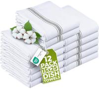 Utopia Towels - 200 GSM Torchons de Cuisine 38 x 64 cm 100% Coton, Super Absorbant, Ensemble de torchons Doux et réutilisables (Lot de 12, Gris et Blanc)