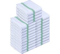 Utopia Towels - 200 GSM Torchons de Cuisine 38 x 64 cm 100% Coton, Super Absorbant, Ensemble de torchons Doux et réutilisables (Lot de 24, Vert et Blanc)