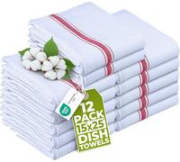 Utopia Towels - 200 GSM Torchons de Cuisine 38 x 64 cm 100% Coton, Super Absorbant, Ensemble de torchons Doux et réutilisables (Lot de 12, Rouge et Blanc)