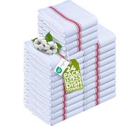 Utopia Towels - 200 GSM Torchons de Cuisine 38 x 64 cm 100% Coton, Super Absorbant, Ensemble de torchons Doux et réutilisables (Lot de 24, Rouge et Blanc)