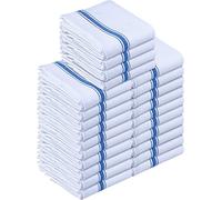 Utopia Towels - 200 GSM Torchons de Cuisine 38 x 64 cm 100% Coton, Super Absorbant, Ensemble de torchons Doux et réutilisables (Lot de 24, Bleu et Blanc)